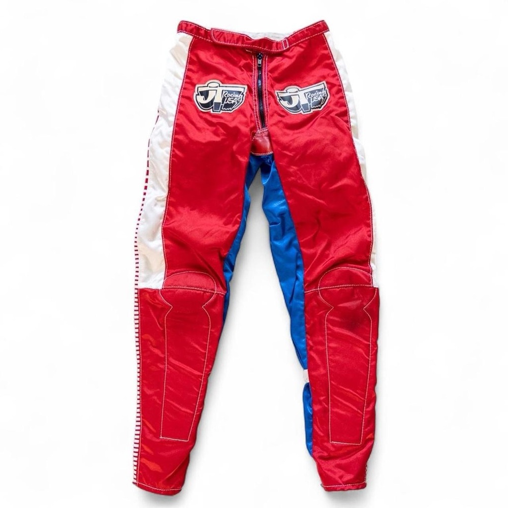 Vintage JT Racing BMX Pants Red White Blue 25” Waist Retro Motocross